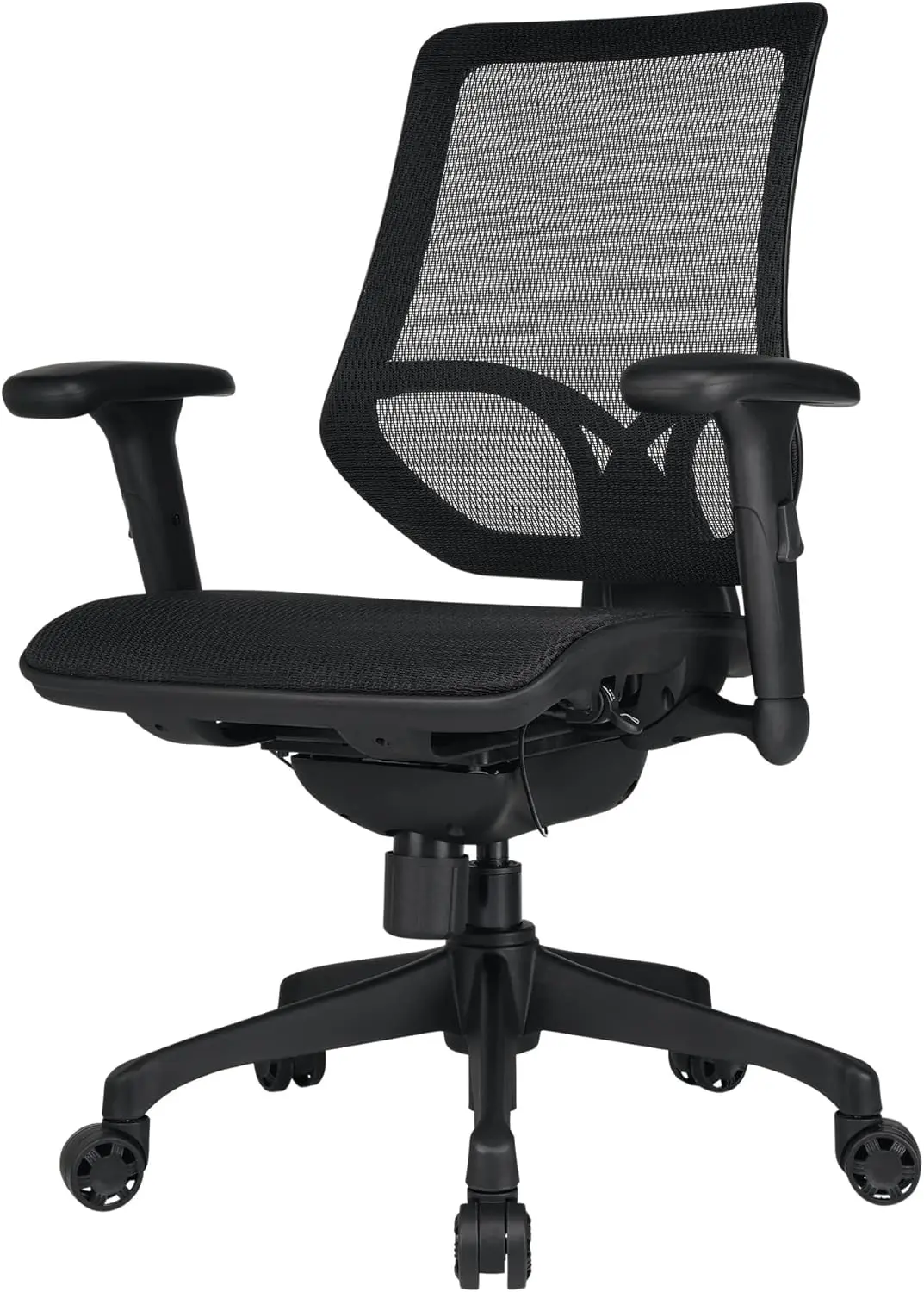 Chaise de bureau ergonomique à dossier moyen en maille, noir et noir, conforme à la norme BIFMA, série 1000