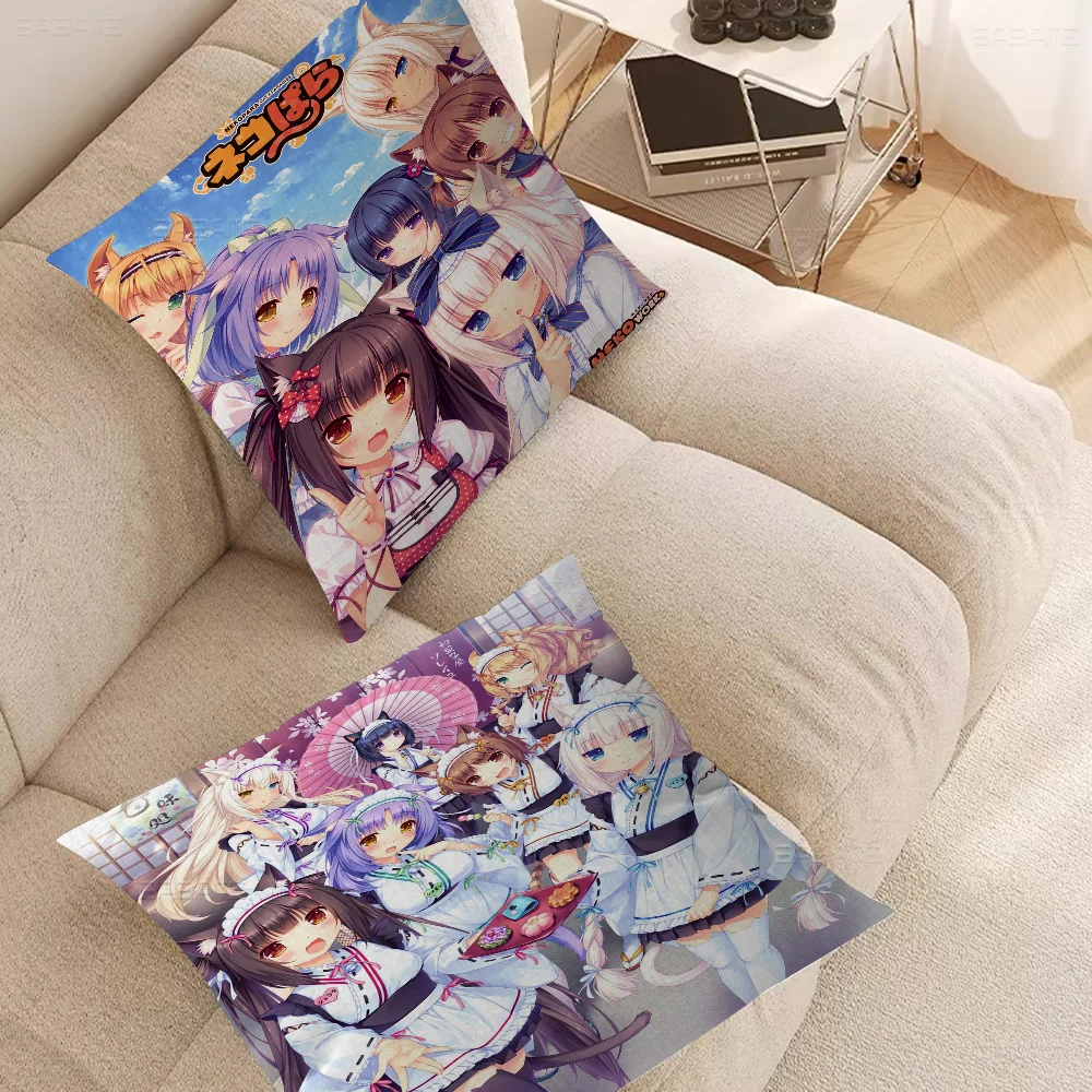 Nekopara Neko Para Chocola Vanilla Anime Pillowcase Toon Gift Cushion Cover Bedroom Home Sofa Chair Seat Decor Pillow Case