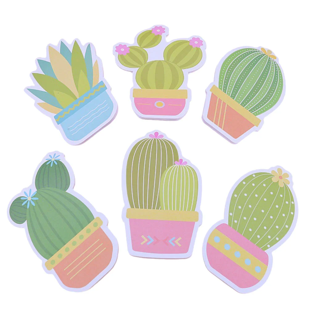 6 Pads Cactus Memo Small Notepad Western Desk Accessories Cartoon Stickers Paper Tearable