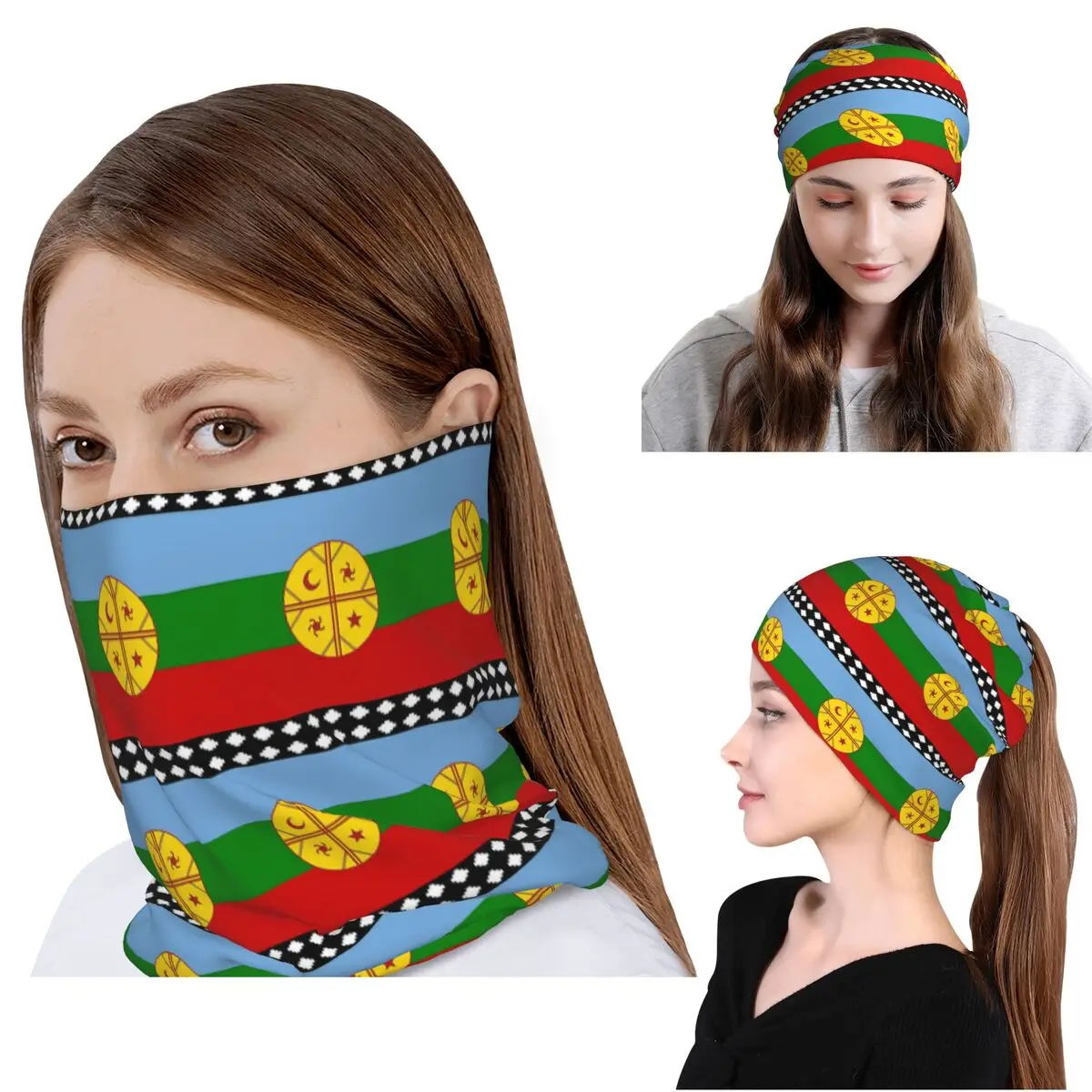 

Flag Of The Mapuches Bandera Mapuche Bandana Neck Gaiter Wrap Scarf Warm Cycling Scarf Beanies Hat for Men Women Adult Washable
