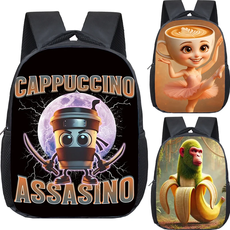 

12-дюймовый итальянский детский рюкзак с изображением мозга, забавные школьные ранцы для детского сада с героями мультфильмов для мальчиков и девочек, детская сумка для книг, водонепроницаемые школьные сумки