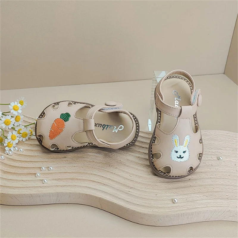 2024 Nieuwe Zomer Babyschoenen Voor Meisjes Leren Schattige Konijn Zachte Zool Meisjes Sandalen Antislip Mode Peuter Kids Sandalen Eu 15-25