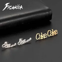 Small Logo Custom Name Stud Earring Drop Personalized Custom Gift For Women Girl Mother Gold Color Stainless Steel Metal Jewelry