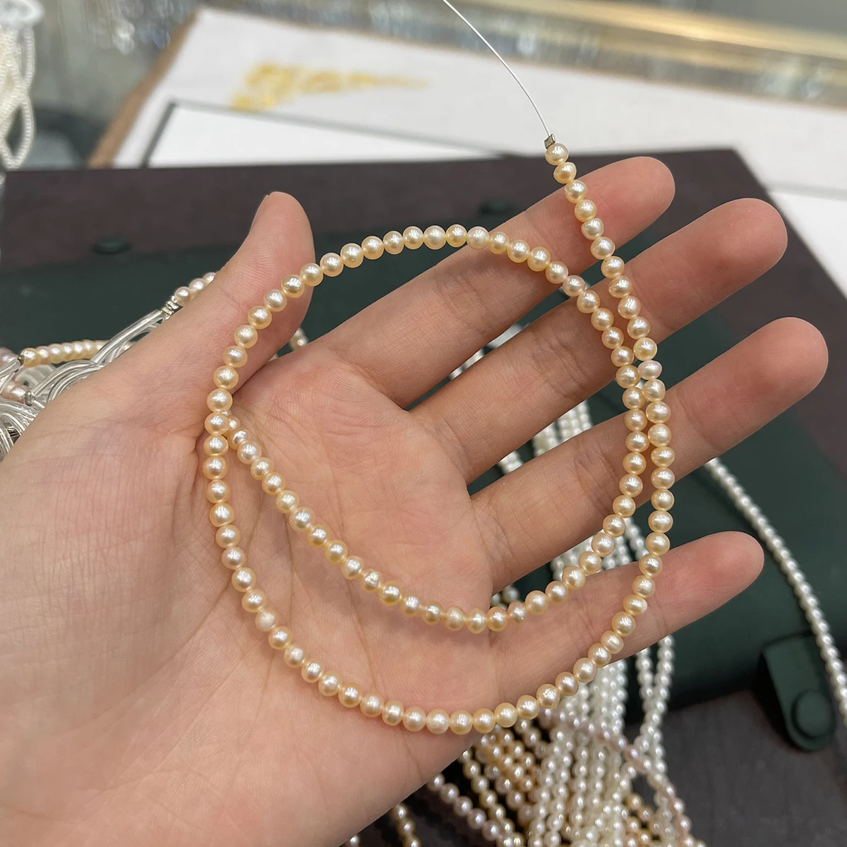 Kartoffelperle Natürliche Süßwasserperle 4-5mm für Schmuckherstellung DIY Halskette Armband Ketten Ohrringe Zubehör – Detail 4