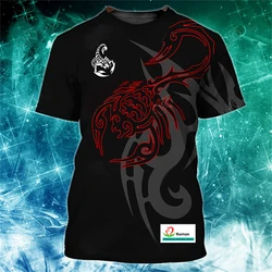 Scorpio pattern 3D printing summer men's and women's round neck T-shirts, casual short sleeved streetwear, oversized tops, trend