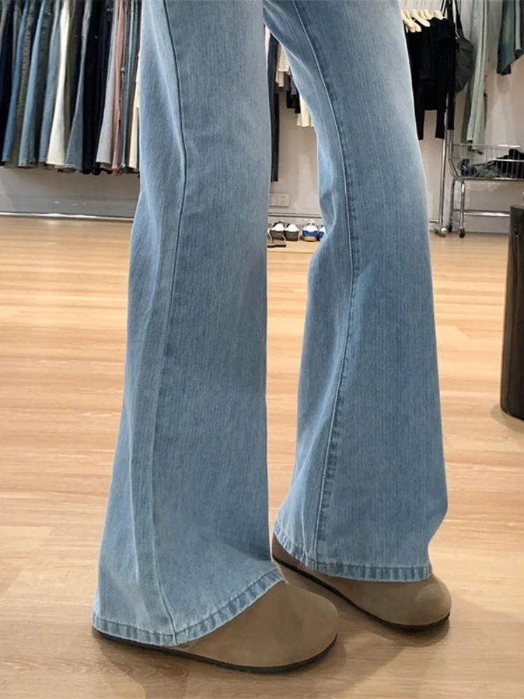 

plus Size Slimming High Waist Wide Leg Bell Bottom Jeans Women's Spring New Style Pear Shape Body Fit Loose Comfortable Denim