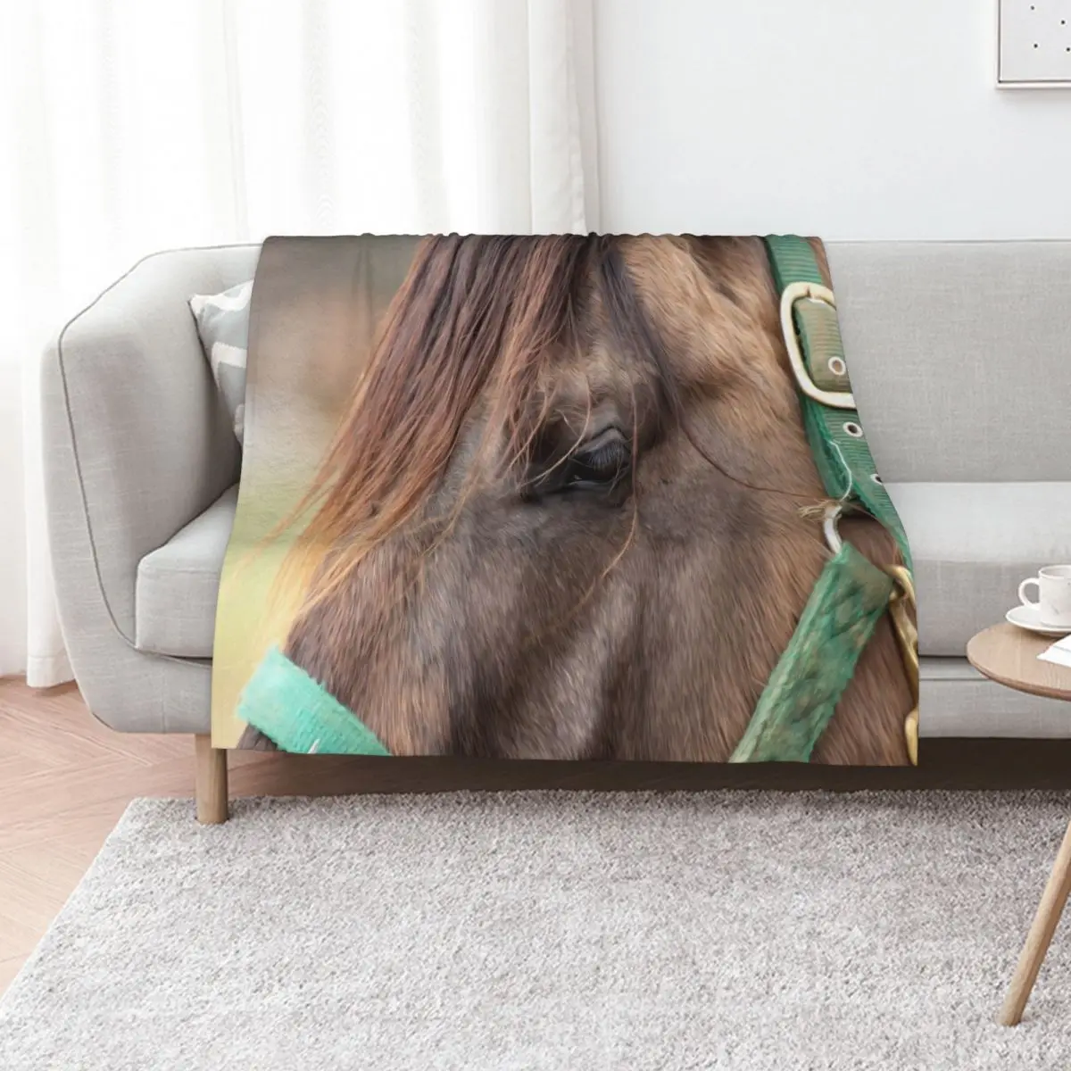 Horse Eye Closeup Brown Animal Equine Throw Blanket Machine Washable Soft Warm Blanket