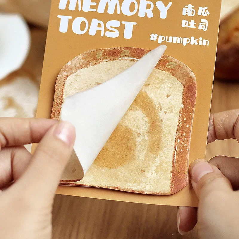 30pcs Memory Bread Simulation Food Sticky Note Cartoon Toast Note Student Note Memo Message