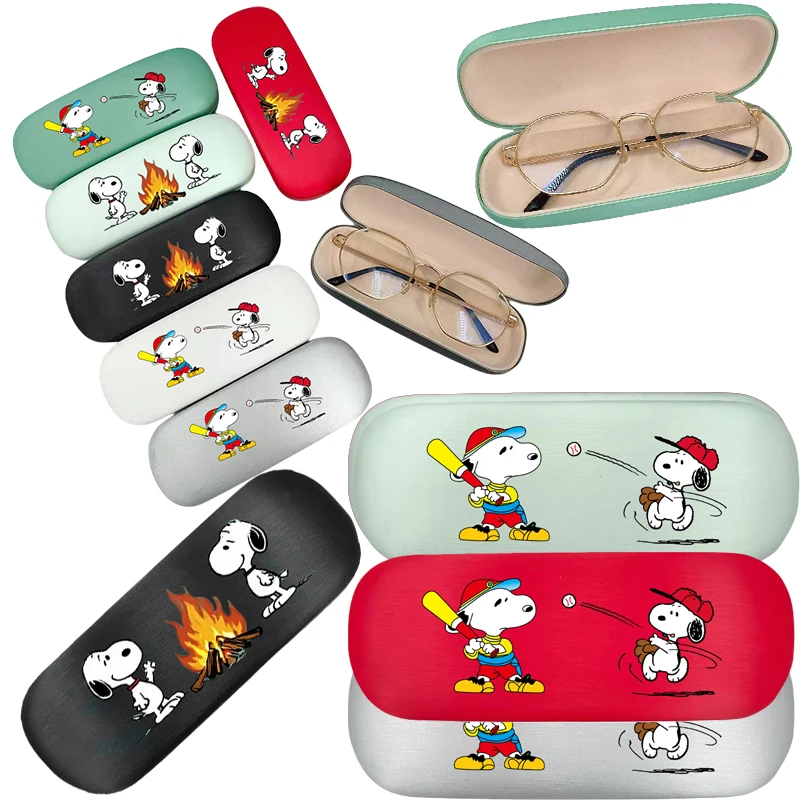 

Snoopy Children's Glasses Box Anime Magnetic Fashion Glasses Box Men's Women's Portable Simple Magnetic Leather Glasses Box