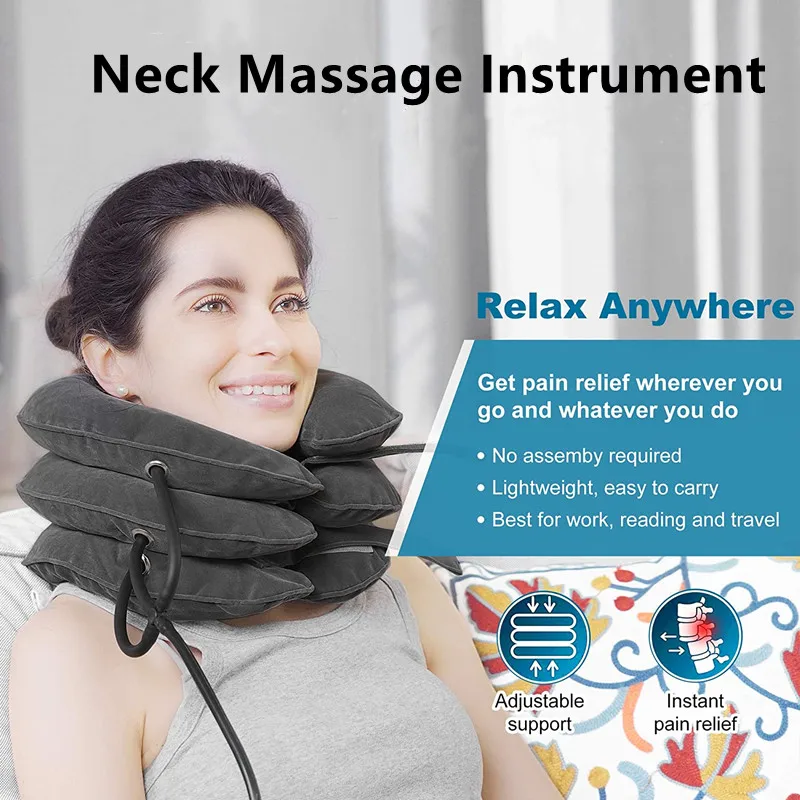 

Neck Massager Inflatable Air Cervical Neck Traction Device Soft Neck Collar Pillow Pain Stress Relief Neck Pain Stretching Brace