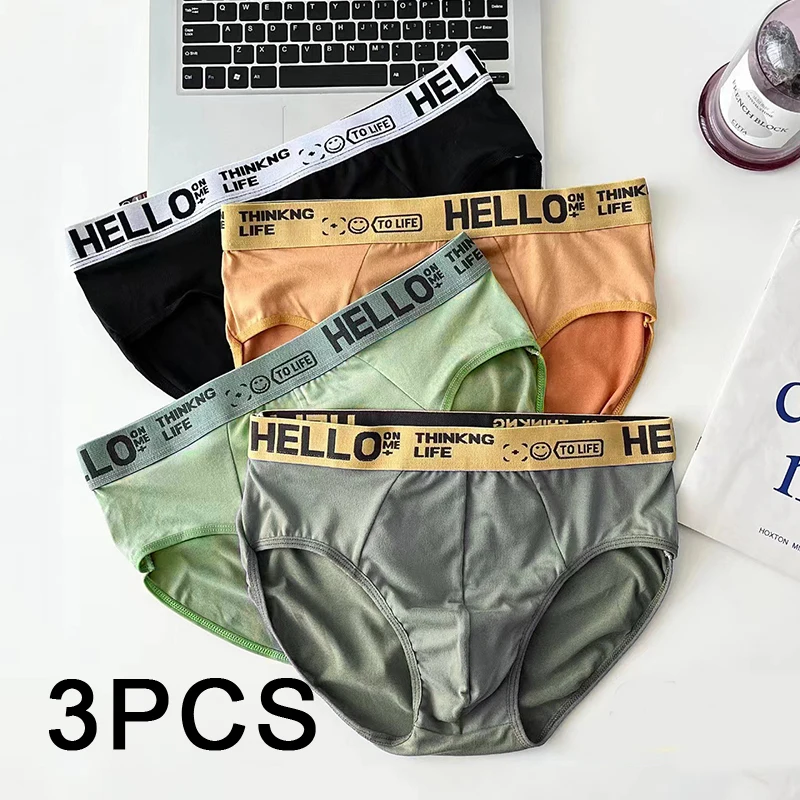 3PCS Underpants Soft Men\'s Panties Sports Personality Boxers Breathable Large Size Panties Briefs for Men Underwear T Underwears