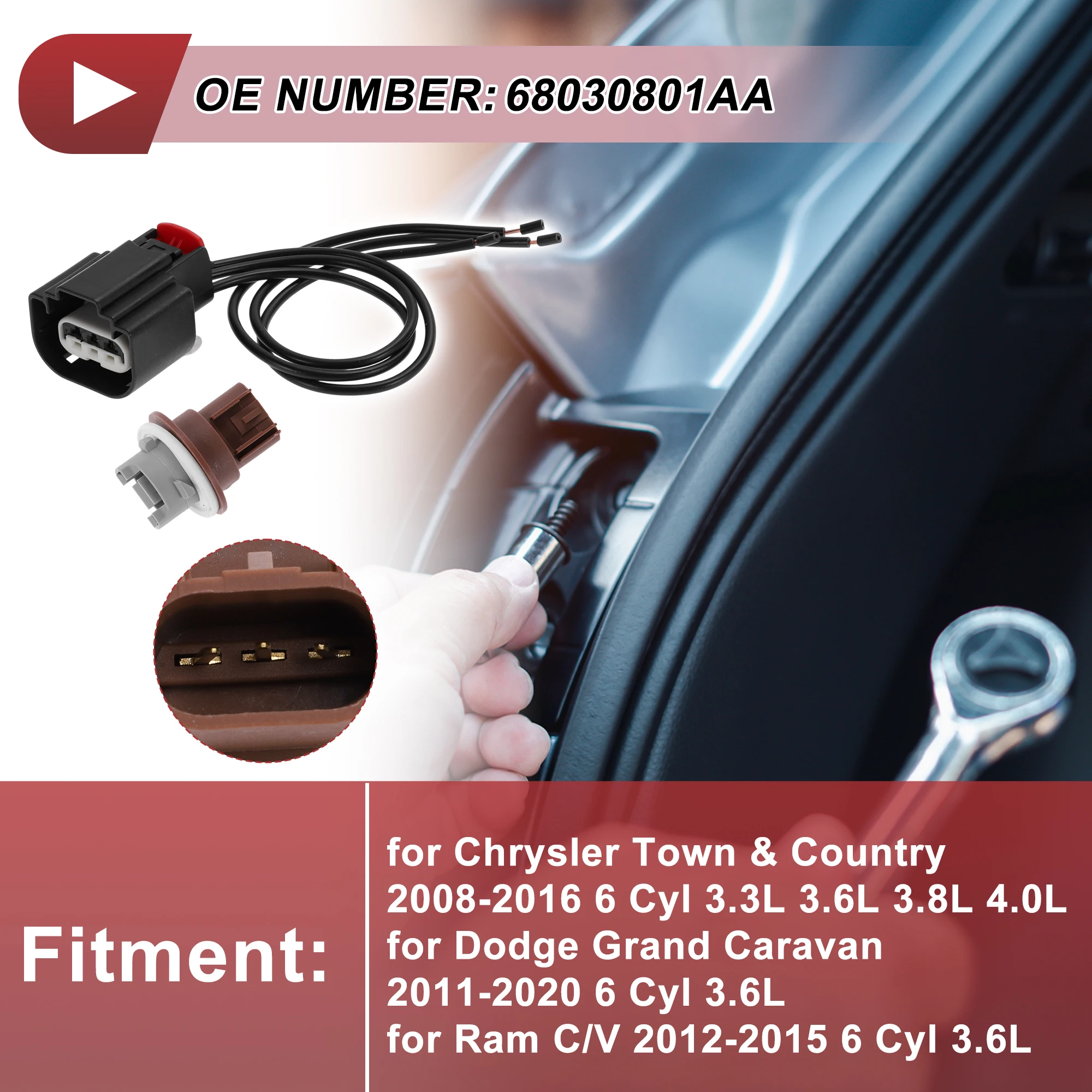 UXCELL Parking Light Socket Wiring for Chrysler Town & Country No.68030801AA Turn Signal Lamp Bulb Pigtail Connector Harness