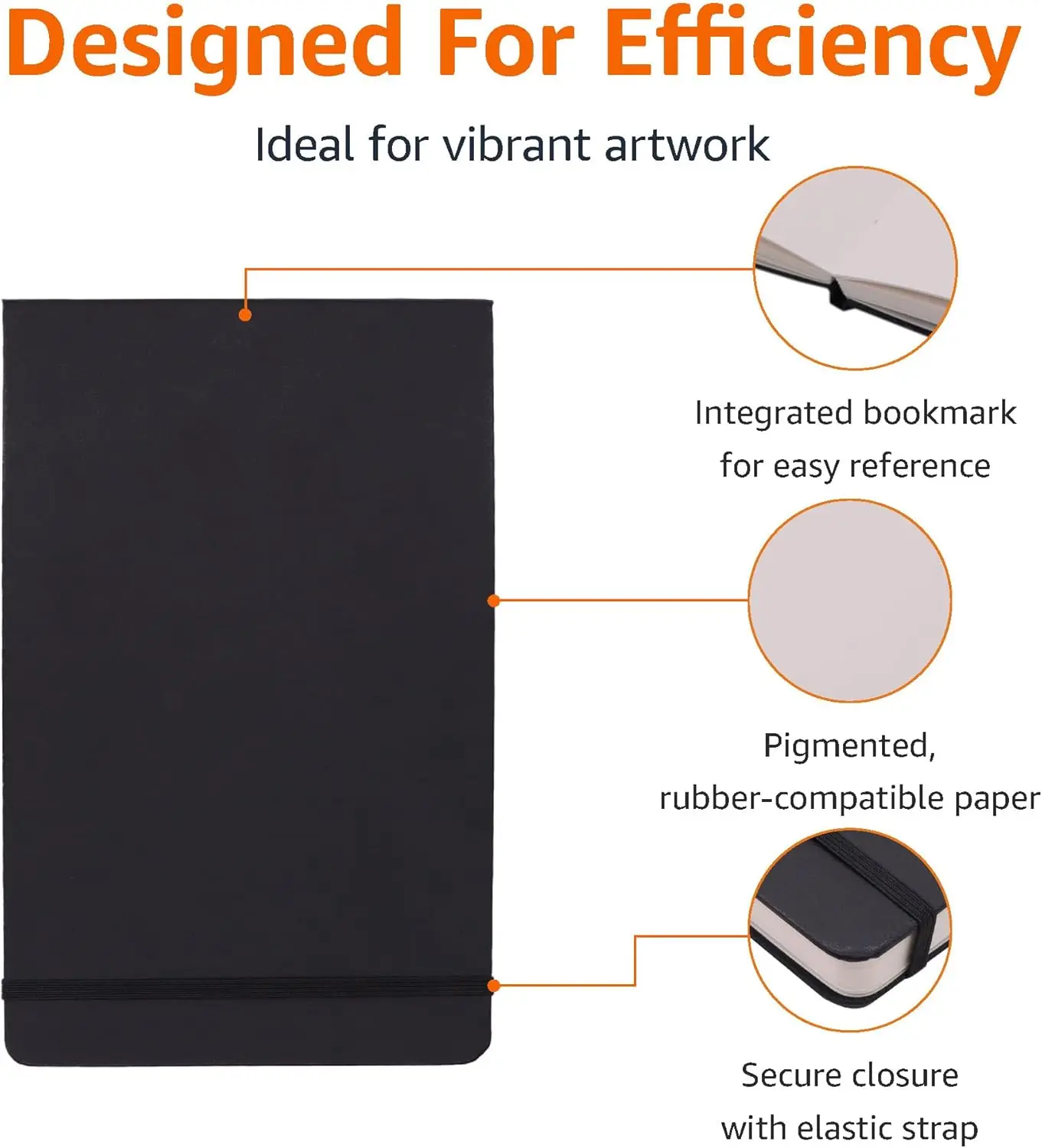 Art Sketch Book for Drawing, 72 Sheets Thick Paper 200gsm with Hard Cover, 5.25x8.25 Inches