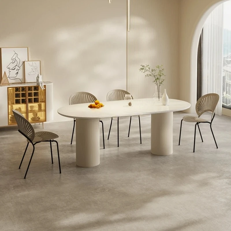 

Bright Terrazzo Dining Table Oval Nordic Style White Dining Room Table