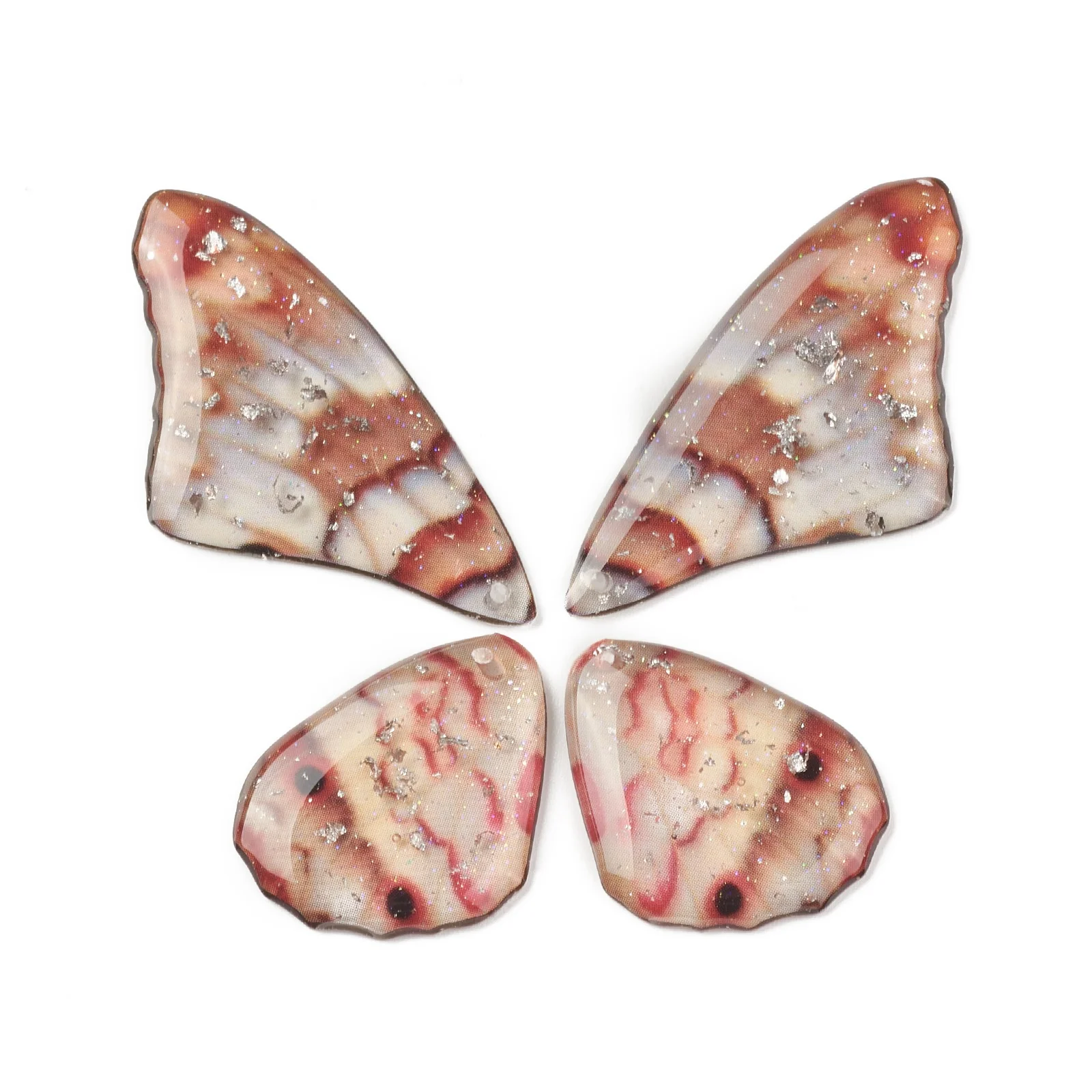 32pcs Translucent Resin Pendants Set Butterfly Wing Charm with Foil For Earrings Necklace Brooches Jewelry Making