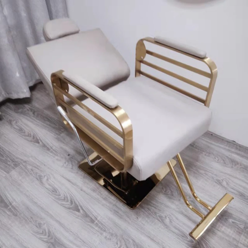 Femmes inclinable chaise de barbier de luxe personnalisé professionnel conçu chaise de barbier Salon tatouage Silla Barberia Com