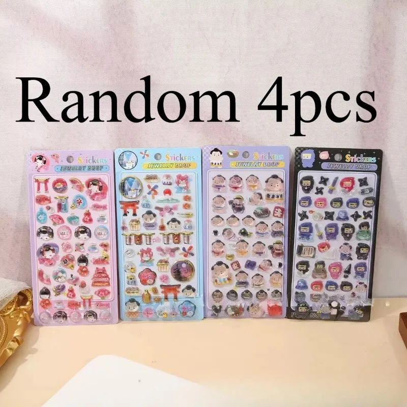 

Kawaii Japanese Sumo Ninja Cartoon 3D Crystal Relief Stickers Creative Girl Phone Case Decoration Birthday Gift Accessories