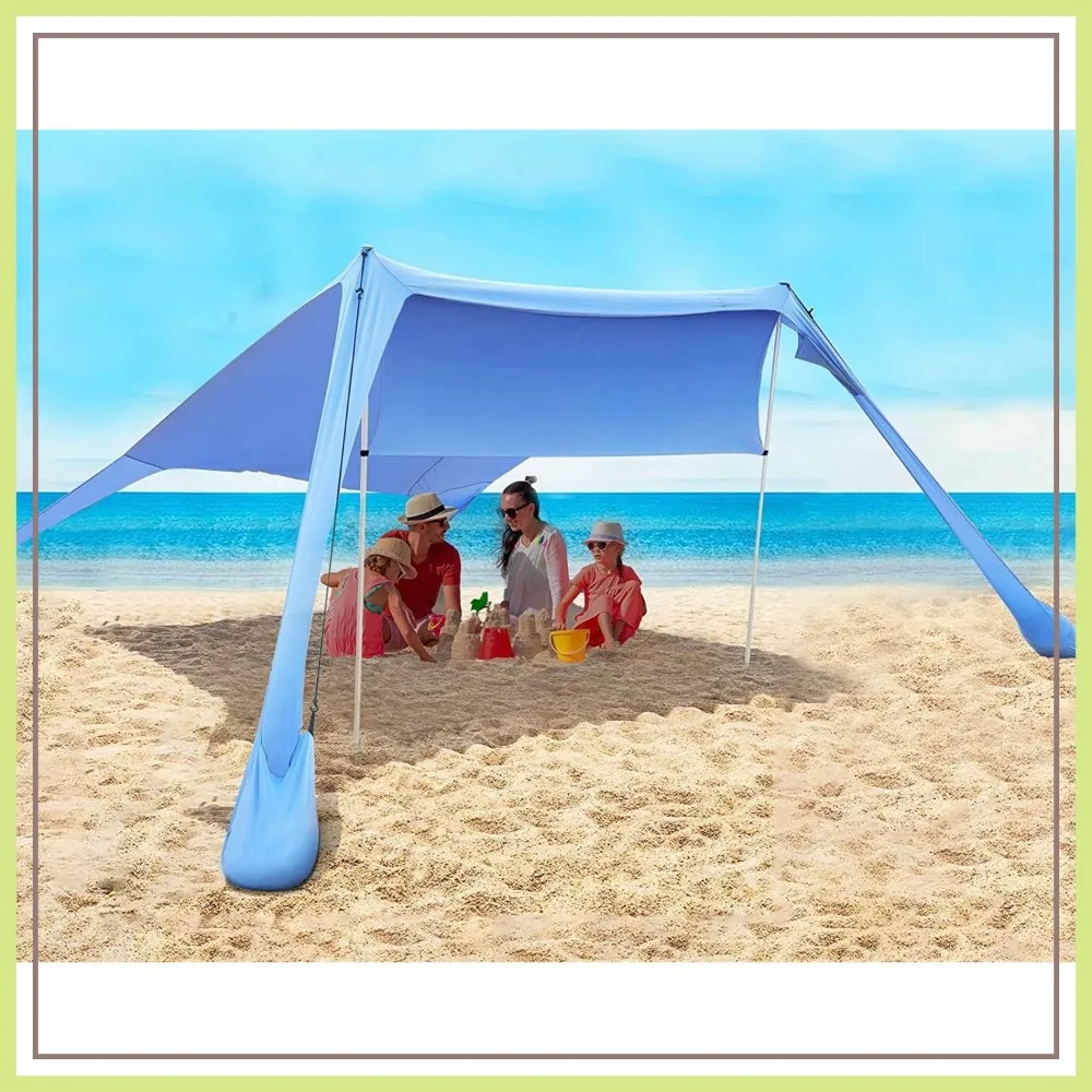 

Portable Beach Tent Sun Shelter UPF50+ with Sandbags, 7x7ft for Camping, Fishing, Picnic