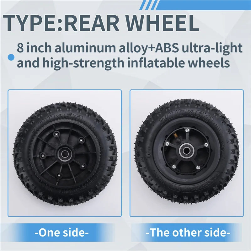 

2X Rear Wheel 8 Inch 200X50 Pneumatic Tires For Electric Skateboard Damping Cross Country Skateboard Tubeless Tyre Parts