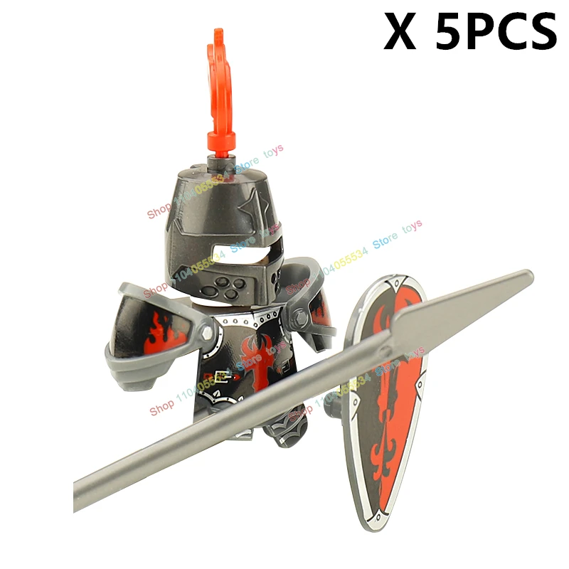 VP23 VP125 Middeleeuwse Fire Dragon Ridders Zwaard Speer Schilden Accessoires Montage Bouwstenen Modellen Action Figure Speelgoed Geschenken