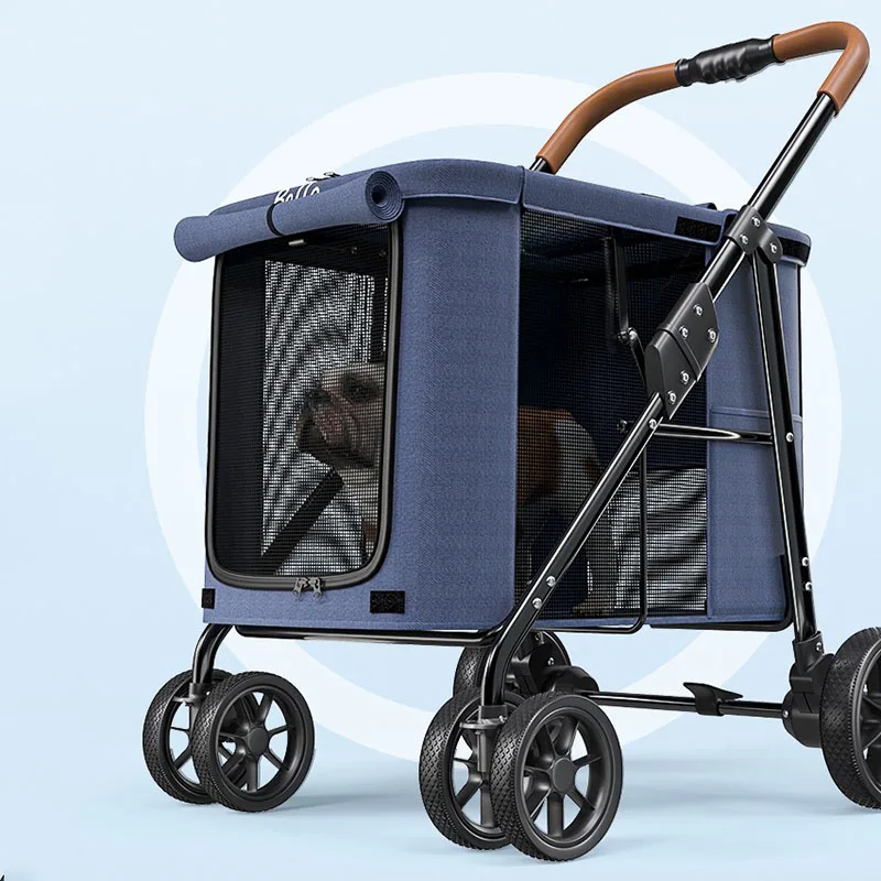 Pet Trolley Rabbit Small Light Cat Carrier Lightweight Foldable Cat Dog Stroller Outdoor Small and Medium Sized Old Dog Cart