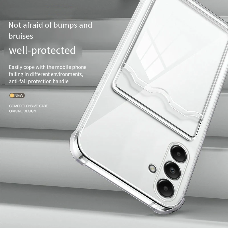 حافظة هاتف لهاتف سامسونج جالاكسي A16 4G 5G حافظة هاتف شفافة ناعمة مقاومة للصدمات مع فتحة للبطاقات