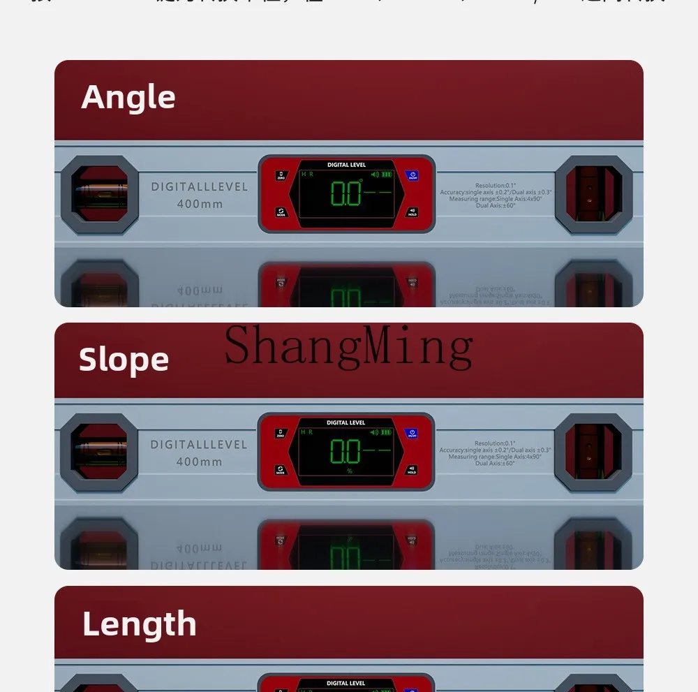 DSA high-precision aluminum alloy digital display horizontal ruler, biaxial measuring level, angle ruler, slope ruler