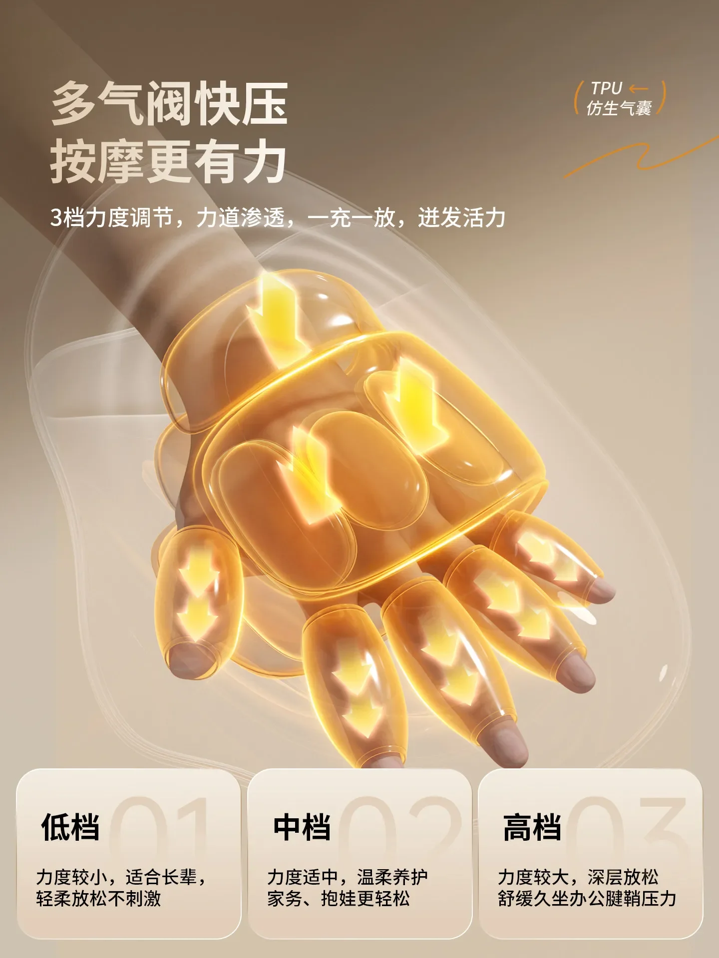 Air Compression Hand Massager Automatic Kneading Heat Therapy for Wrist Palm Finger Tendon Sheath Care
