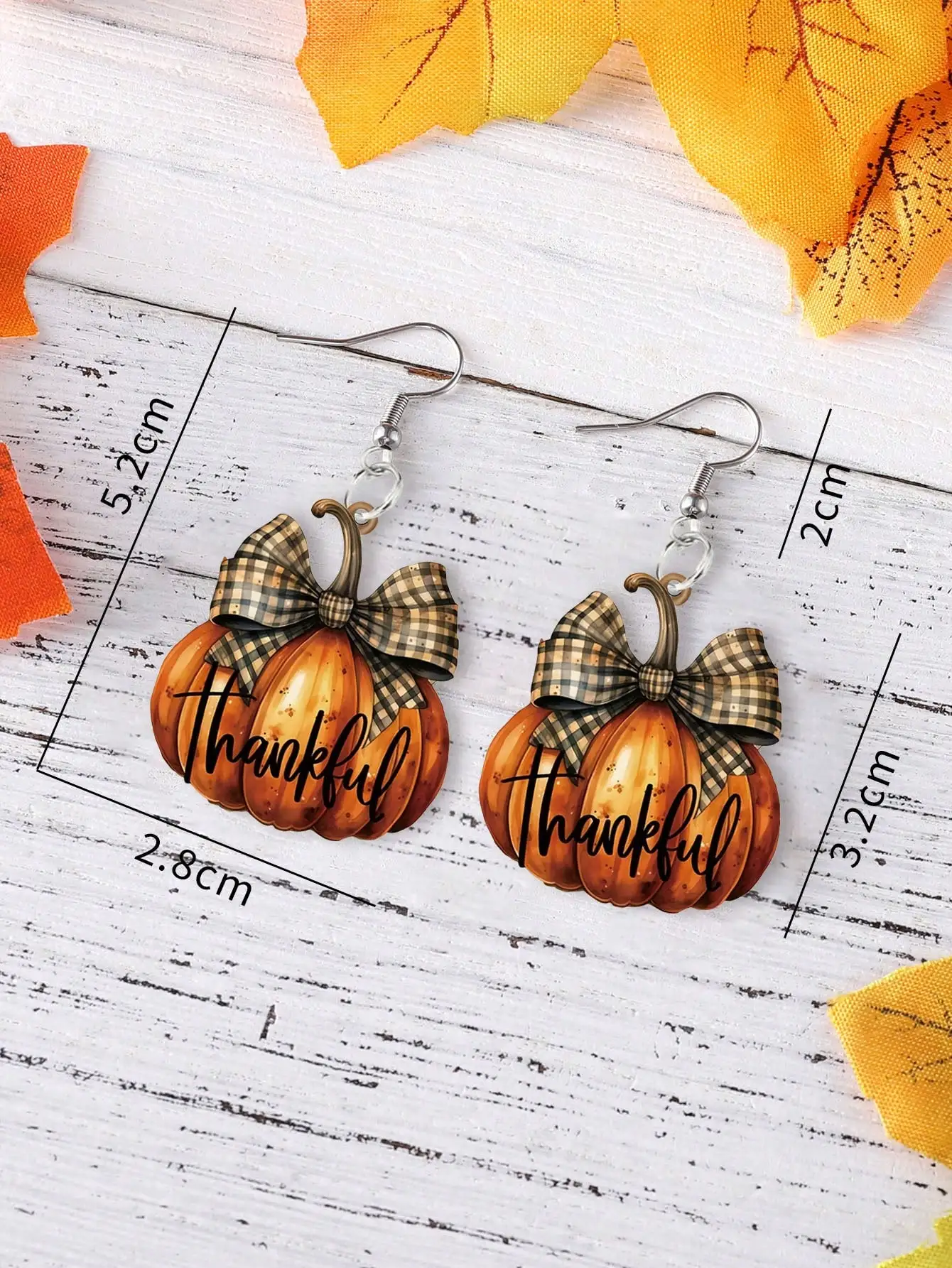 

Vintage Acrylic Pumpkin Bow Earrings Thankful Thanksgiving Jewelry custom hoop earrings