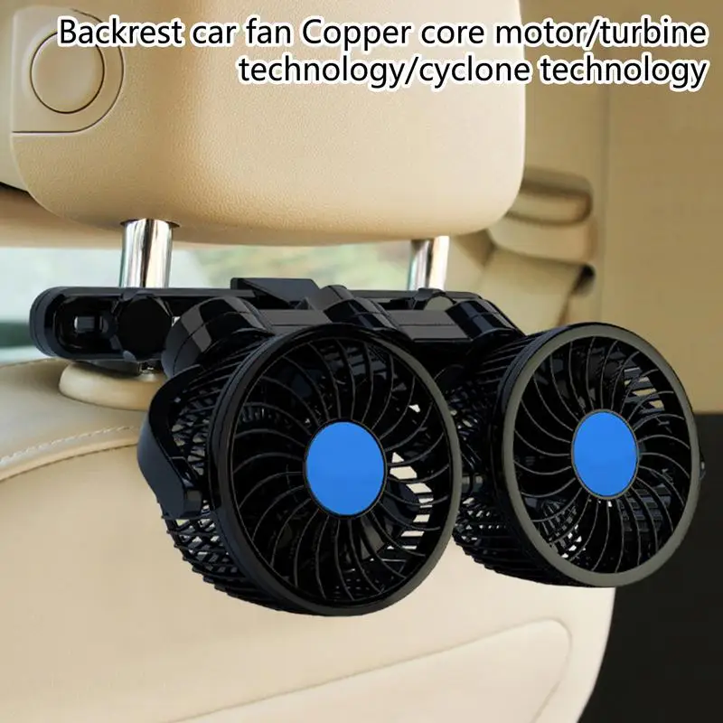 

2025 Silent Car USB Fan Free-Rotation Duals-Head Car Headrest Cooling Fans Energy-Efficient Strong Wind Backseat Headrest Fan