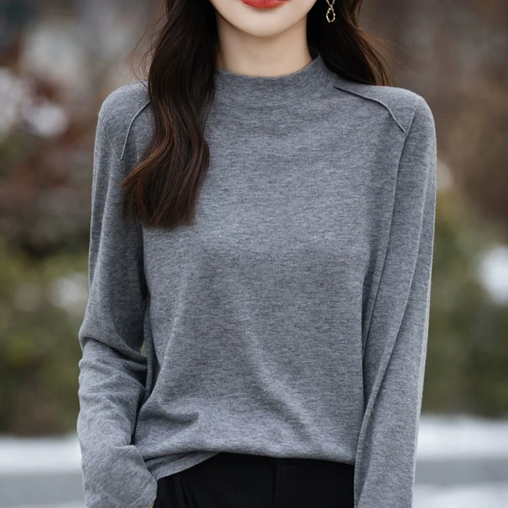 

Outlet Store Женский вязаный топ Тонкий свитер Base irt f Высокий воротник Весна Осень Сезон Полиэфирное волокно Длинный све