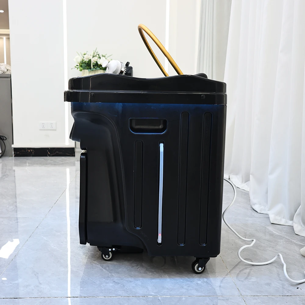 Portable Pipeless Head Spa Shampoo Basin with Steamer, Constant Temperature Circulating Water Mobile Hair Washing Sink, 60L Water Storage & 30L Waste Water Tank, Hair Salon Equipment, Shipment from the United States - view 6