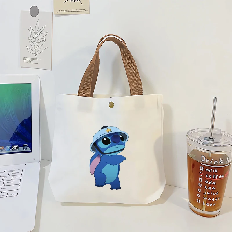 Lilo Stitch Tote Bag for Woman Disney Anime Kawaii Cute Figures Handbag Shopping Fashion Office School Canvas Pouch Girls Gift