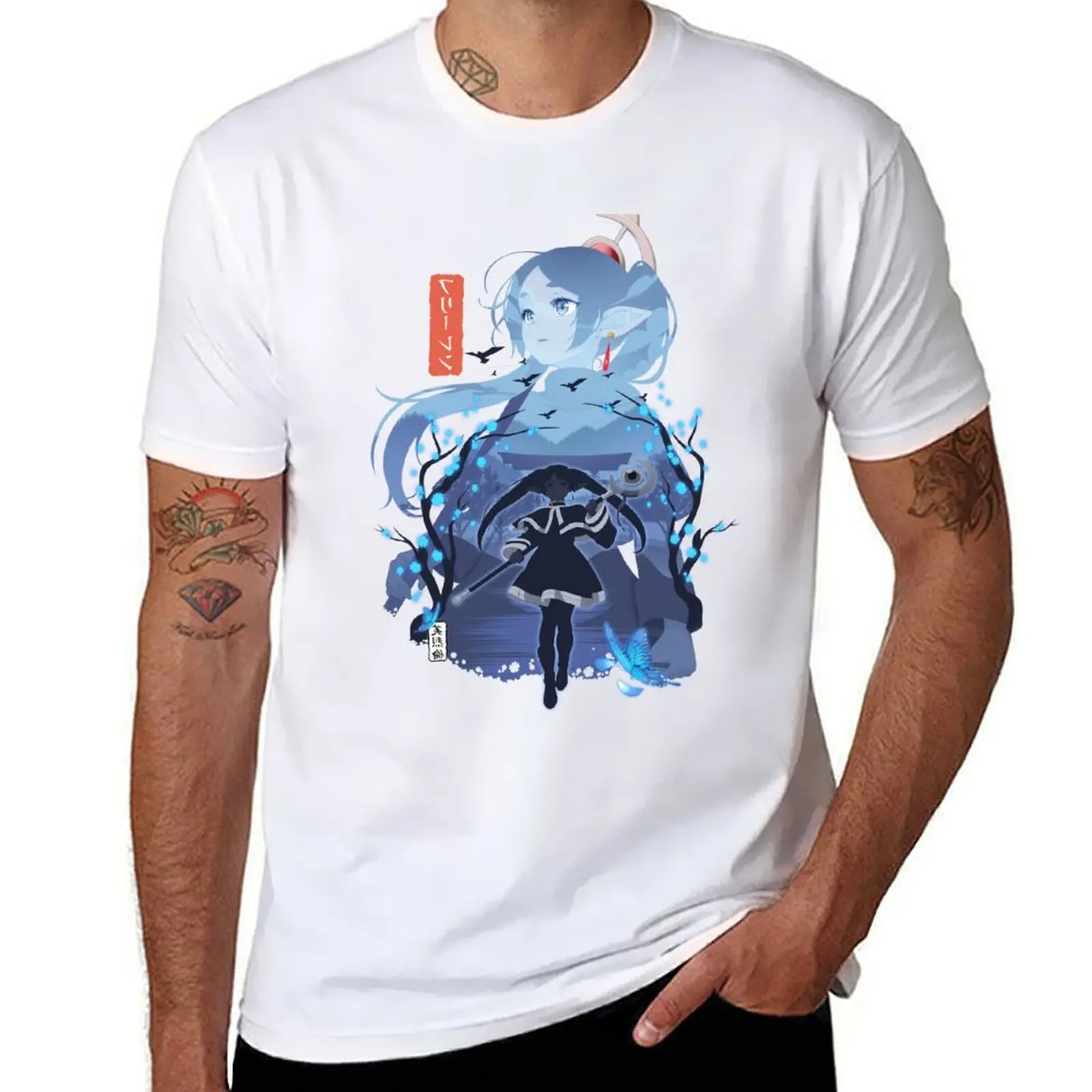 Frieren Silhouette Journeys End T-Shirt Soft Durable Cotton T-Shirt