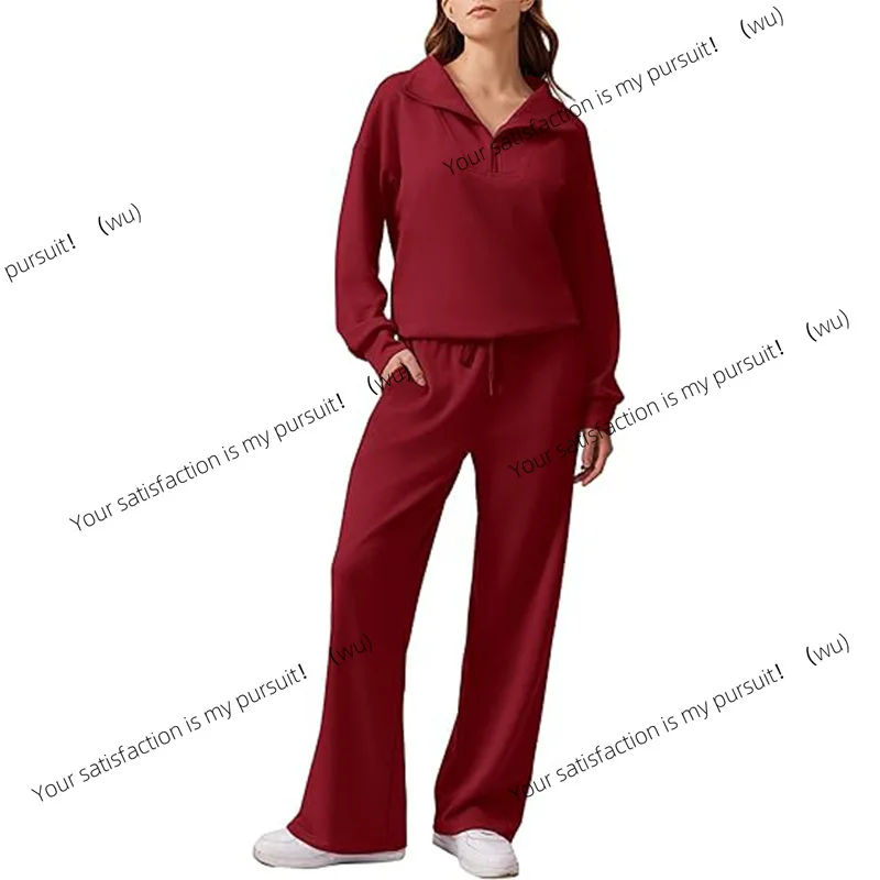 

ZOCI-Новый костюм, повседневный топ с длинными рукавами и лацканами, толстовка, широкие брюки, комплект из двух предметов для женщин