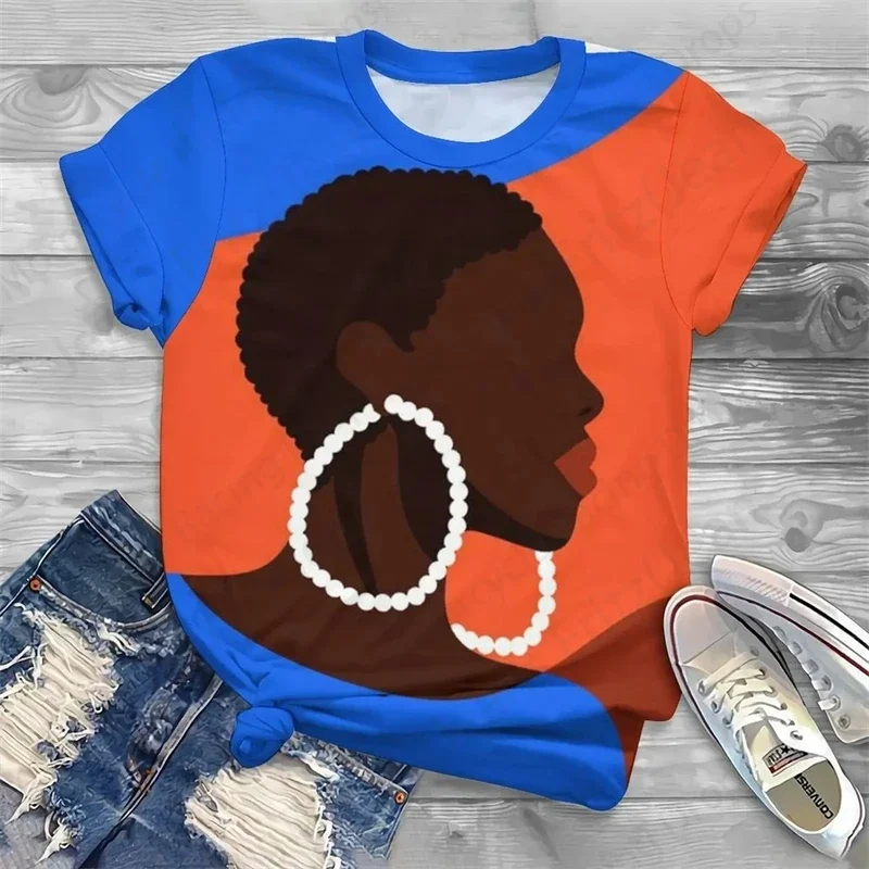 

Vintage African Women 3d Print Tshirt Female Fashion Casual O-Neck Graphic T Shirt Ladies Black Face Streetwear Baggy Tops Tees
