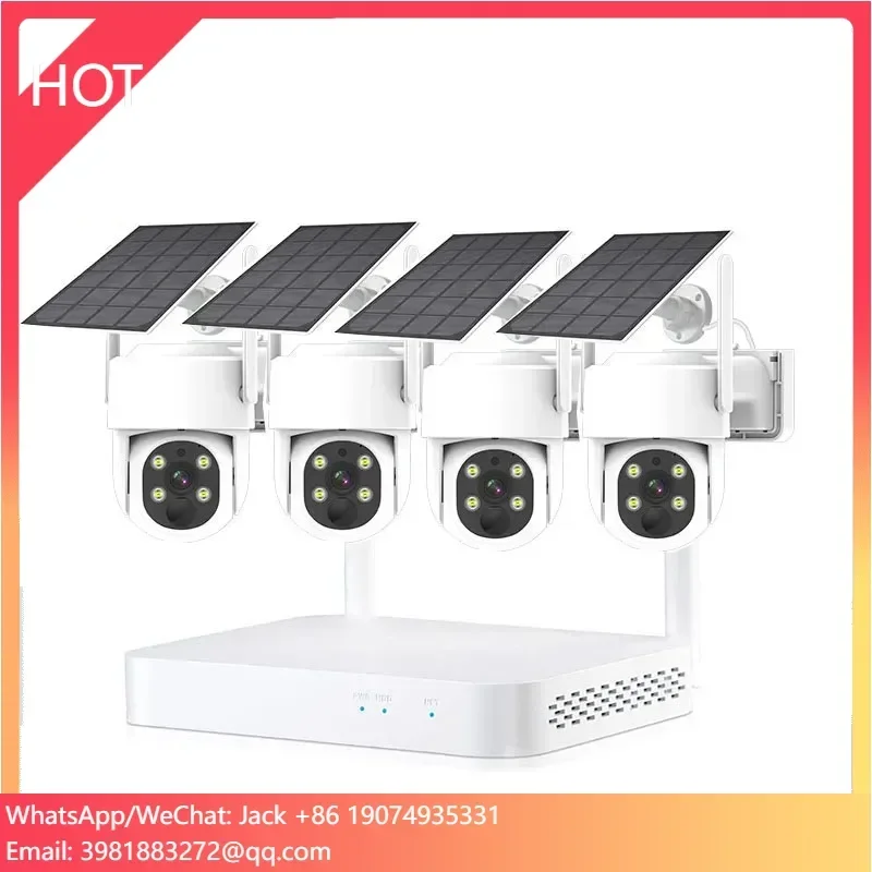 Home Wireless Outdoor Full HD 4MP Wifi Solar Power Camera NVR Kit Security Camera System With Solar Panel