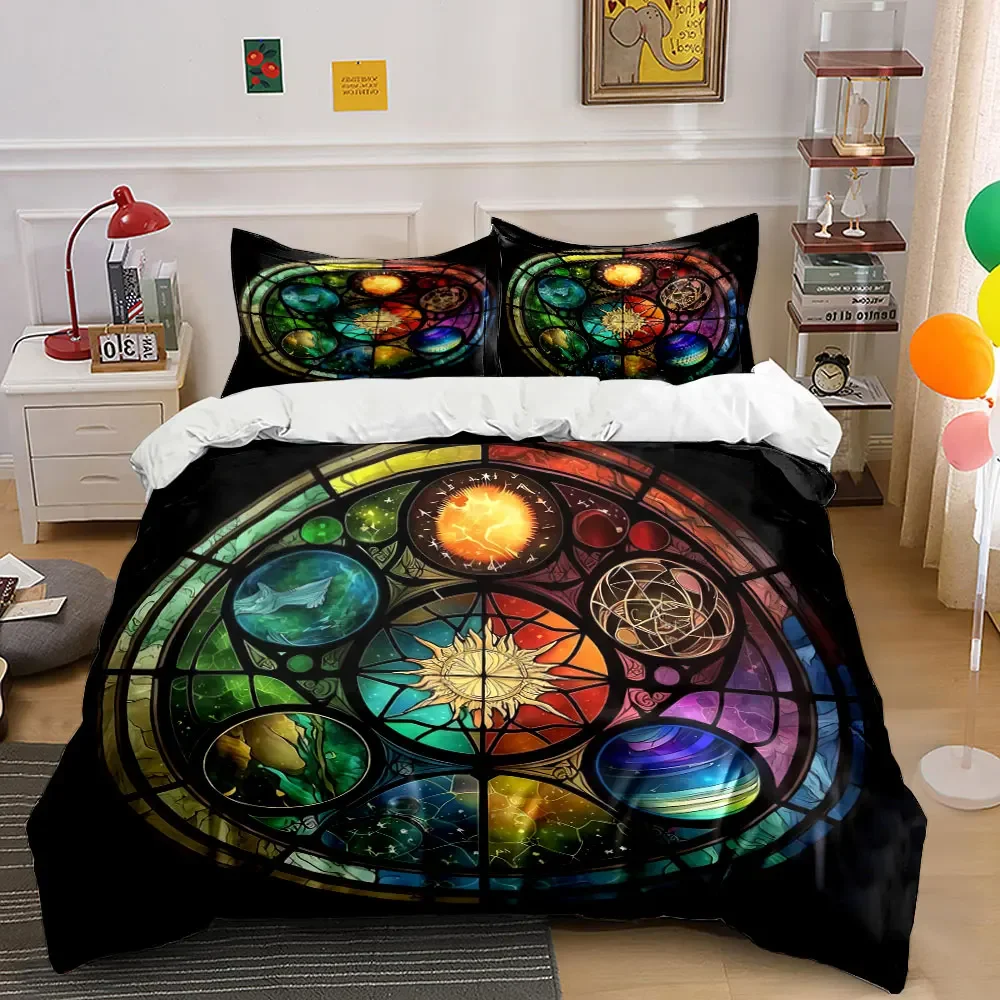 

"Colorful Stained Glass Decoration Set" Soft Comfortable Duvet Cover Bedding Set Included 1*Duvet Cover & 2*Pillowcases, gift