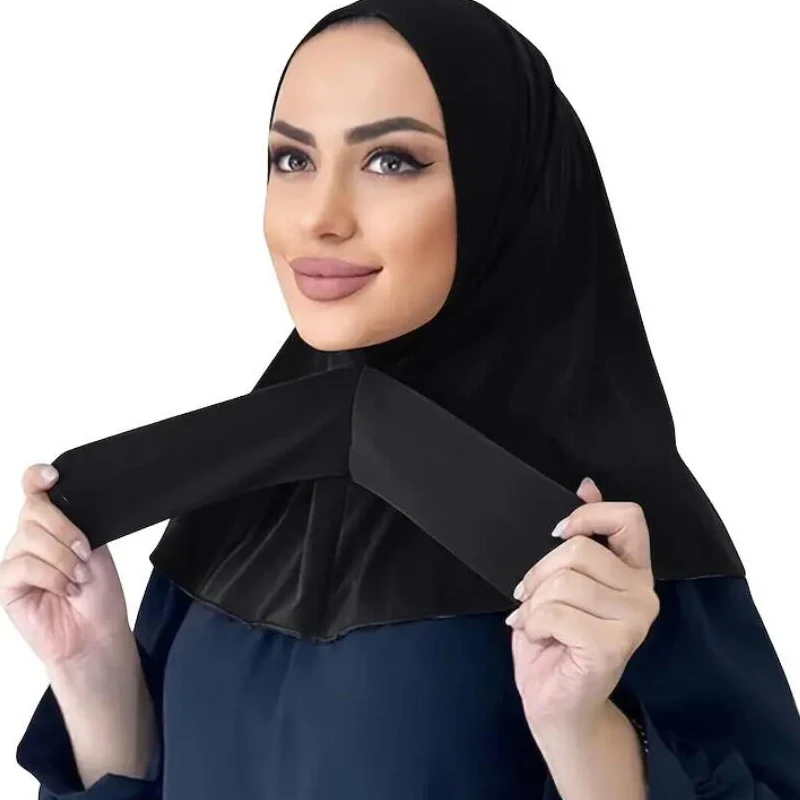 

Khimar Jersey Hijabs for Woman Islam Turbans Easy to Wear Instant Bonnet Turban Adjustable with Tie-Back Headscarf