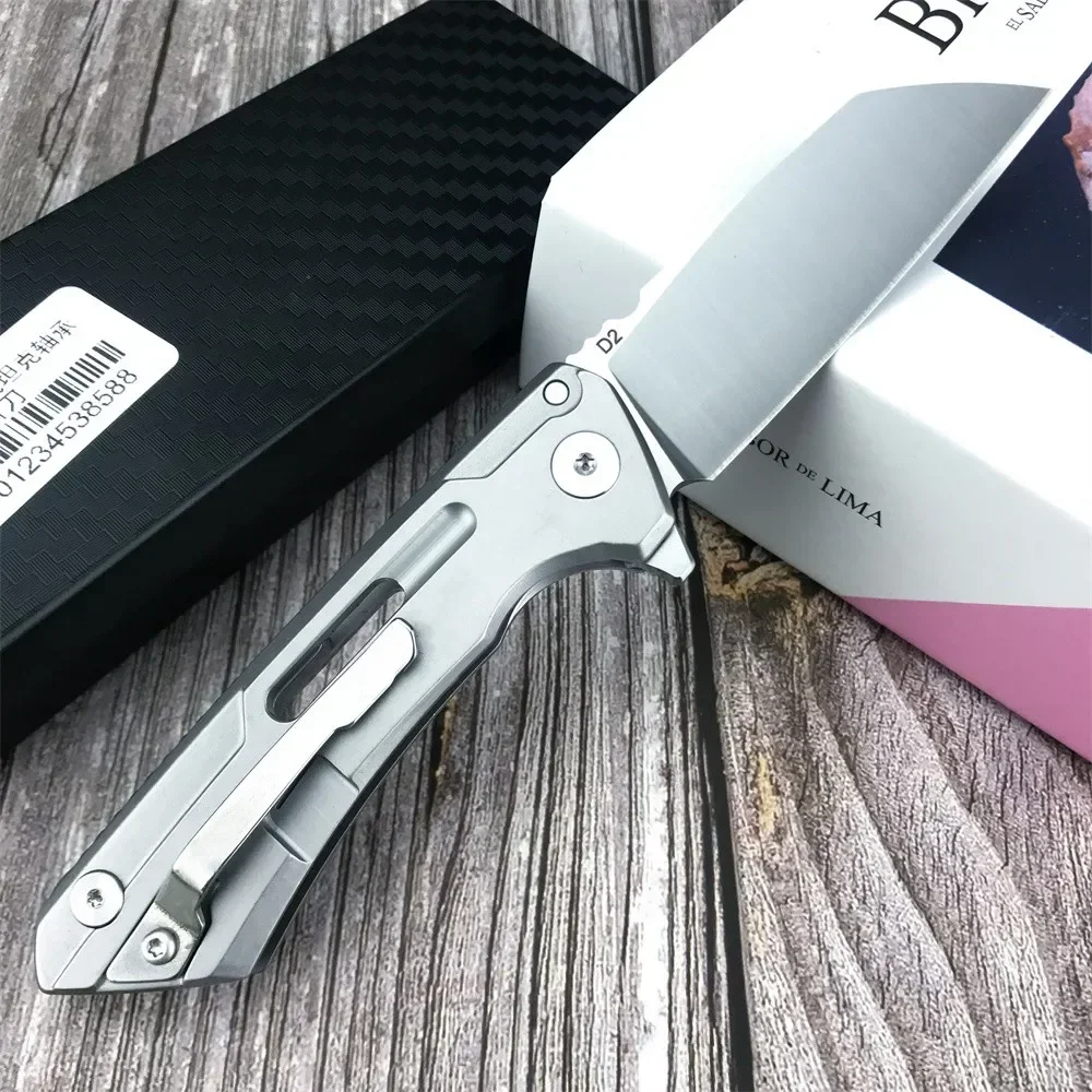 PocketHigh Quality All Steel CNC Ball Bearing Folding Knife D2 Tanto Blade EDC Knives Outdoor Camping Hunting Tool Gift Box