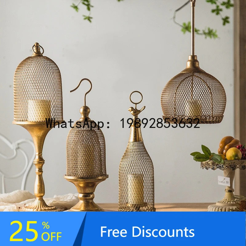 Z5 Vintage Distressed Hollow Candle Holder Home Venue Decoration Prop Hanging Metal Candle Holder Craft