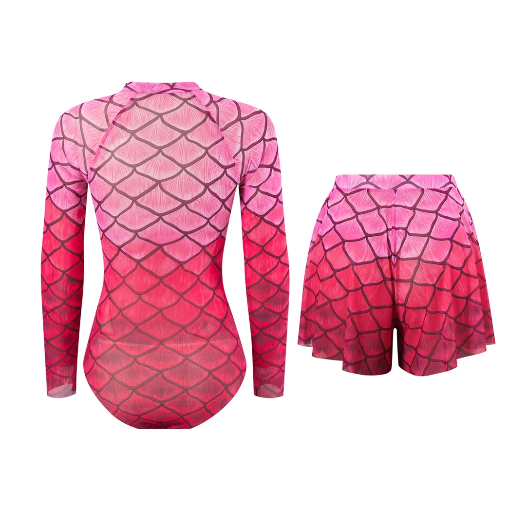 S - XXL Neu mit Hose, langärmelig, mit Reißverschluss, bedruckt, einteiliger Badeanzug, Damen-Badebekleidung, gepolsterter Badeanzug, Badeanzug, Schwimmanzug V7337 – Detail 23