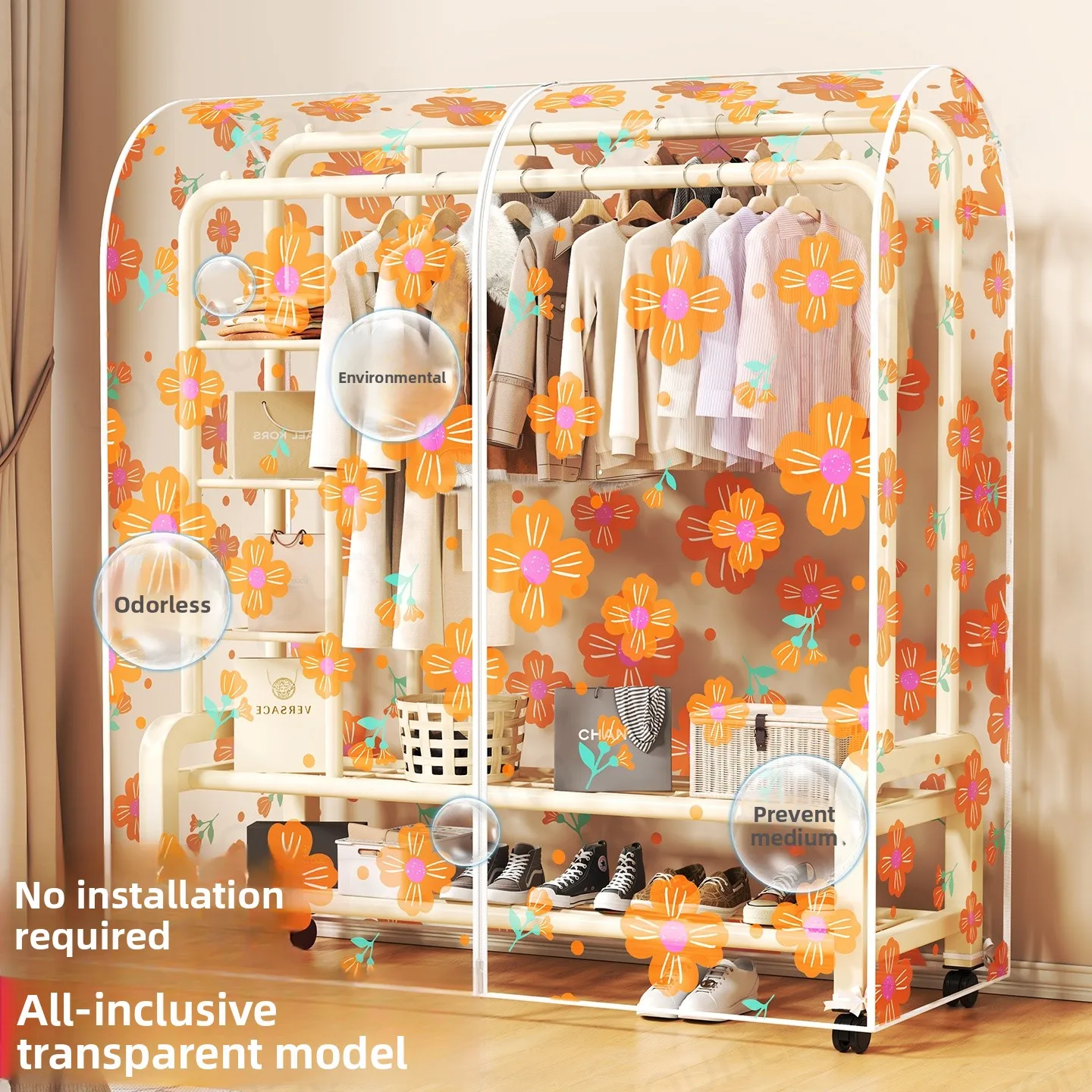 

Длинный пылезащитный чехол на молнии для одежды, вешалка для пальто и костюмов, полностью закрытый чехол для хранения, корейский стиль, однотонный, из холщового материала