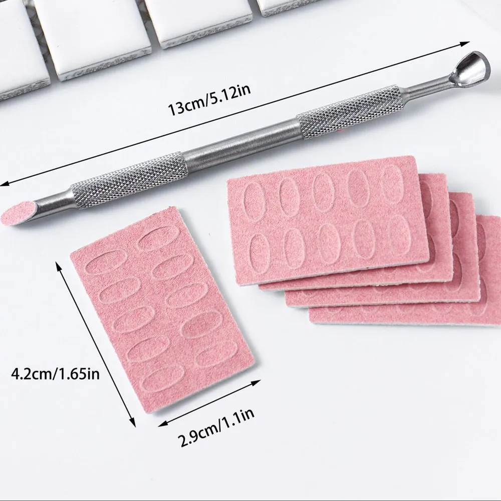 50 Stuks 180Grit Schuurpapier Vellen Met Dual Ended Nail Cuticle Pusher Zelfklevende Nail Art Pre Polijsten Schuurpapier manicure Gereedschap