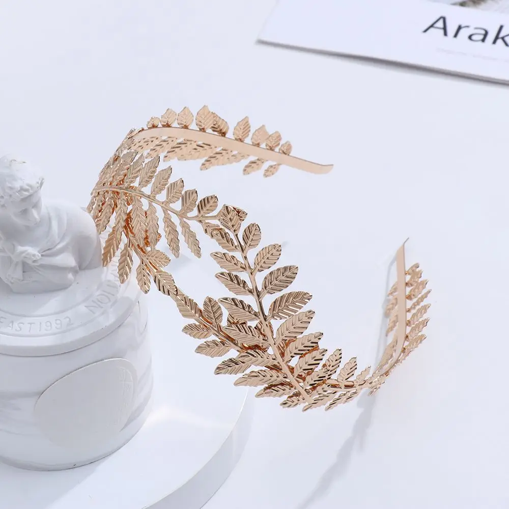 Retro Headwear Jewelry Bride Headbands Wedding Hair Crown Gold Leaves Wreath Leaves Hair Hoop