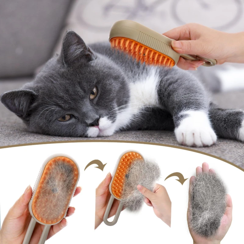 Brosse à Vapeur pour Animaux de Compagnie, Peigne de Énergie Électrique à Vapeur, 3 en 1, Épilation, Fournitures de Toilettage, Accessoires pour Chats et Chiens