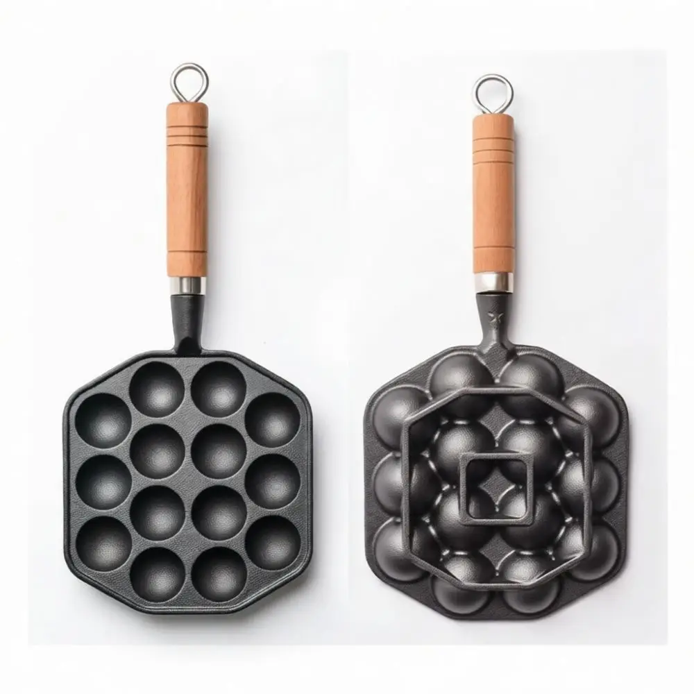 Durable Cast Iron Takoyaki Grill Pan Nonstick Round Kitchen Mold For Quail Eggs And Tasty Snacks Suitable Induction Cooker
