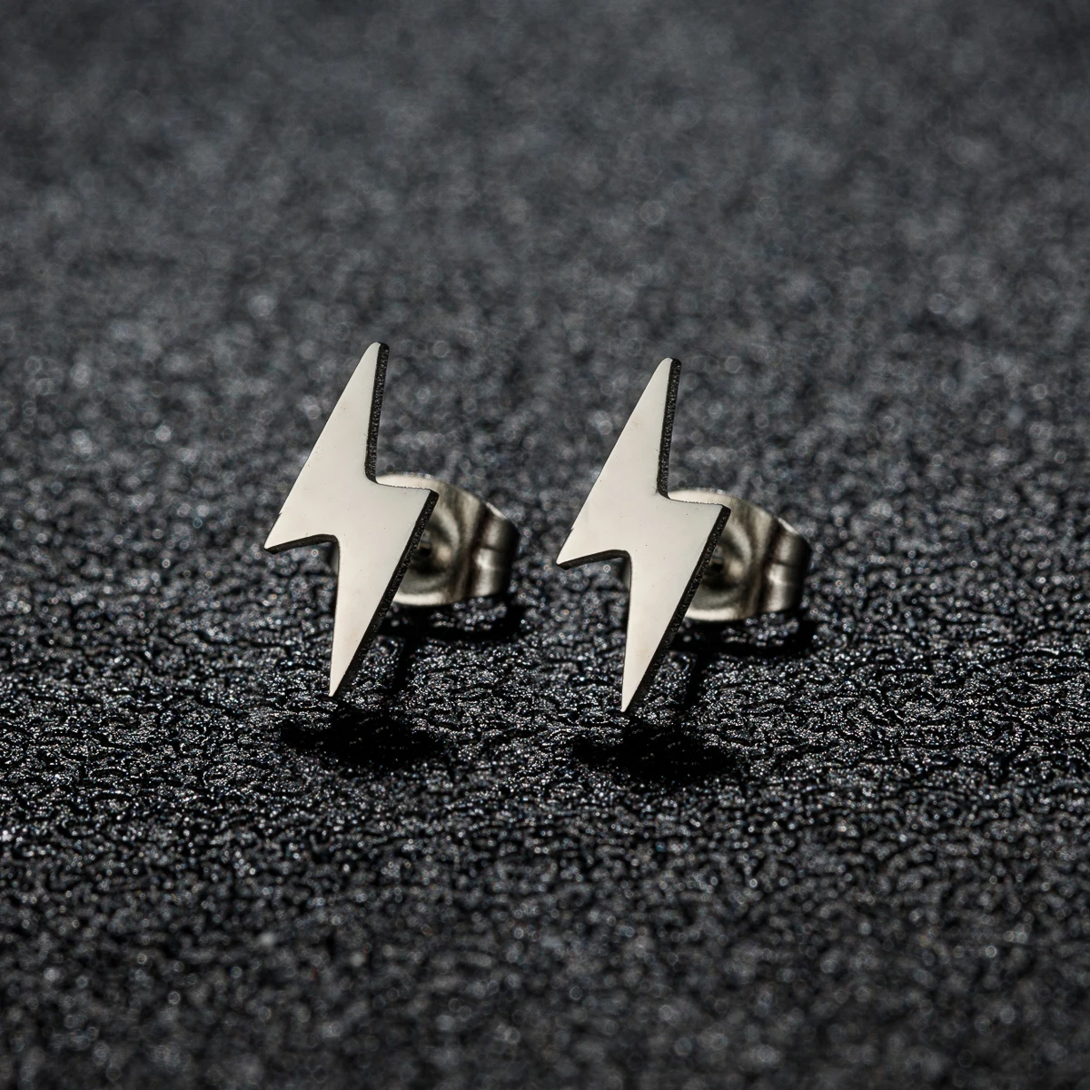 1Pair Stainless Steel Lightning Bolt Earrings Punk Thunder Earring for Men Women Daily Jewelry