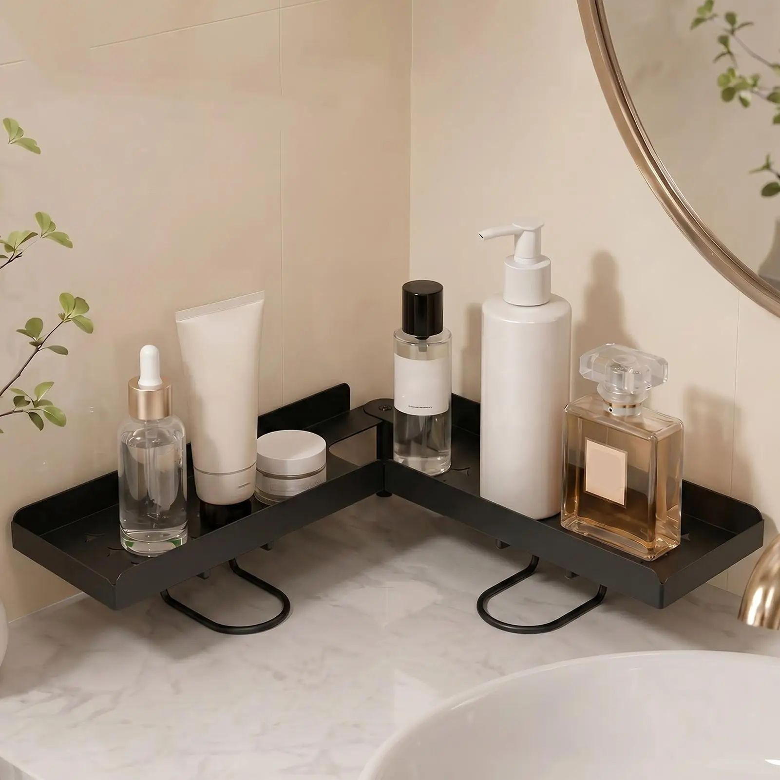 Faucet Shelf For Bathroom Sink No-Drill Faucet Foldable Soap Organizer Rack No Drill Over The Sink Shelf For Bathroom Kitchen view 4