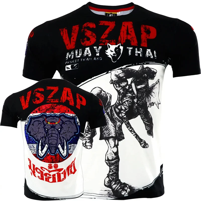 Men's Muay Thai Training Clothing Fashion Breathable Summer T Shirt For Men Casual O-neck Loose Tops Fitness Short Sleeve Tees image 6